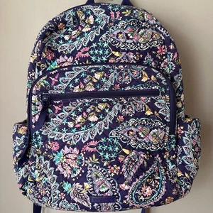 Vera Bradley Campus Backpack Large Purple French Paisley Floral Print Cottage - Picture 1 of 13
