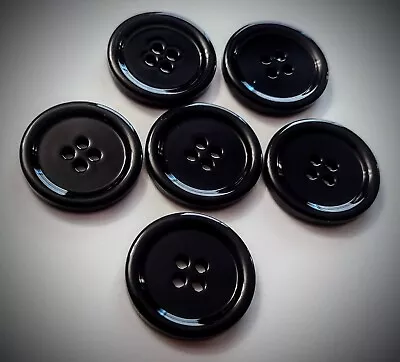 1 1/8" 4-Hole Huge Heavy Duty Black Craft/Clothing Buttons - Image 1 of 4