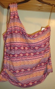 TOP TANKINI LYSA MARRÓN/MULTI ESTAMPADO "ALEXIS" UN HOMBRO NUEVO TALLA 1X - Imagen 1 de 9