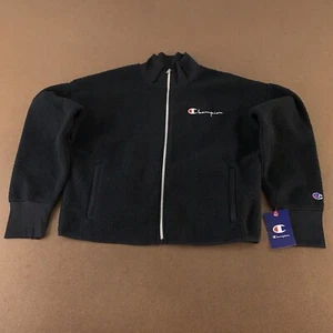 Champion Women's Small Loose Black Cozy High Pile Fleece Full Zip Jacket NWT - Picture 1 of 13