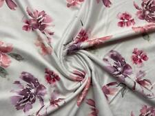 Bamboo Wellness Terry Towelling Fabric Material Water Flower FUCHSIA