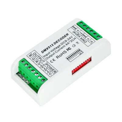 12V DMX 512 4A 3 Channels Decoder Controller Bare Board for RGB LED Light Strip - Image 1 of 4