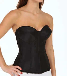 Carnival E2705 Women's Black Full Figure Satin Torsolette Bra Size 44DD - Picture 1 of 3