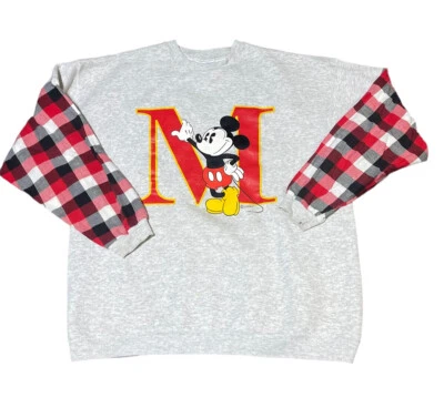 Suéter de Colección Disney Mickey Mouse Mangas a Cuadros Talla XL Hecho en EE. UU. Foto 1 de 4