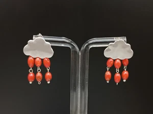 Pendientes Mujer Vero Coral Rojo De Cerdeña Colgantes Plata Blanco 925 - Imagen 1 de 8