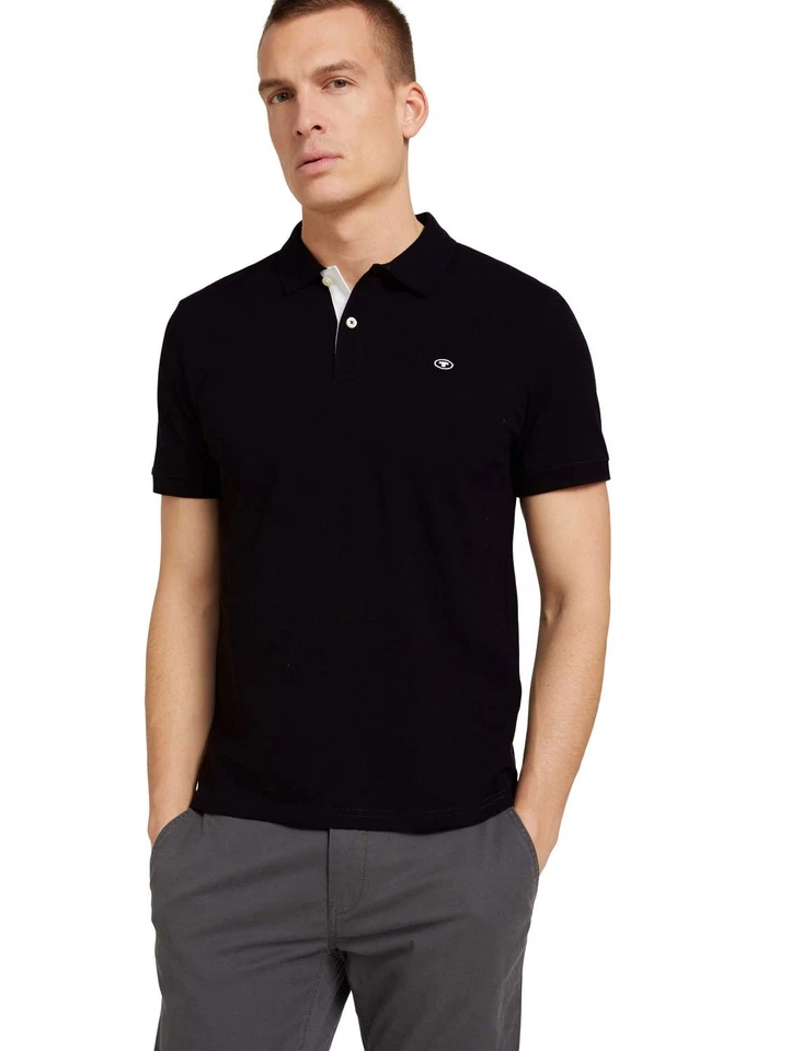 Tom Tailor Polo Pour Hommes BASIC CONTRAST Noir Bleu S M L XL XXL 3XL Coton - Photo 1/1