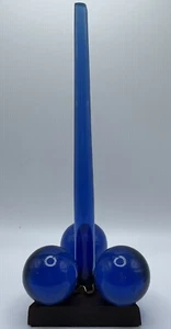 Vintage Blue Lucite Ball Candle HolderSINGLE HOLDER Balls MCM Blue Candle No Wik - Picture 1 of 8