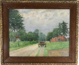 Dipinto dipinto olio Germania settentrionale Worpswede paesaggio Robert Koepke monogrammato - Foto 1 di 7