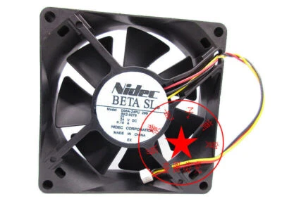 NIDEC D08A-24PU 29B 24V 0.10A 8CM 8025 3-wire cooling fan - Image 1 of 2