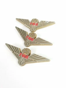 (3) TWA Trans World Airlines Flight Attendant Junior Pilot Plastic Wings Pin - Picture 1 of 3