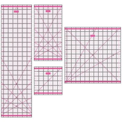 Semplix Patchwork Quilt- Lineal Set Inch Nählineal  pink 4-teilig - Bild 1 von 2