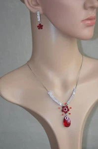 parure collier boucle d'oreille ,mode, strass, fantaisie ,fête, - Bild 1 von 1