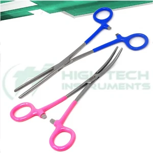 Hemostat Forceps Doll Restringing Model Crafting Straight+Curved Vinyl Grip 8" - Picture 1 of 7