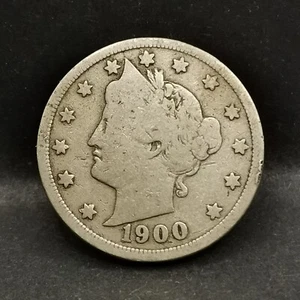 5 CENTS LIBERTY NICKEL AVEC CENTS 1900 USA - Imagen 1 de 3