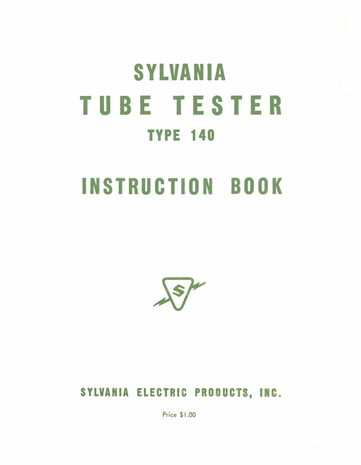 Manual probador de tubos Sylvania modelo 140 Foto 1 de 1