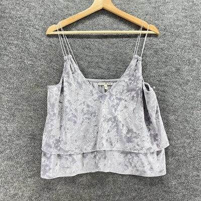 Express Blouse Women M Medium Gray V-Neck Sleeveless Ruffle Pullover Casual - Image 1 of 4