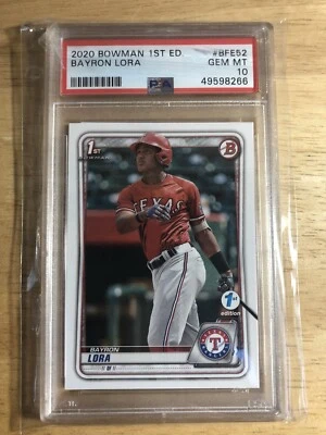 2020 Bowman 1st Edition Bayron Lora RC #BFE52 PSA 10 GEM MINT - Image 1 of 2