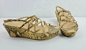 Vintage Stuart Weitzman Womens Snakeskin Espadrille Wedge Shoes Size 8 - Picture 1 of 10