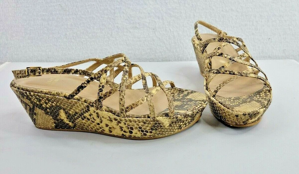 Vintage Stuart Weitzman Womens Snakeskin Espadrille Wedge Shoes Size 8 - Image 1 of 4