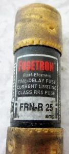 *LOTE DE 9* FUSIBLES DE RETARDO DE TIEMPO DE DOBLE ELEMENTO COOPER BUSSMANN FUSETRON FRN-R-25, 25A - Imagen 1 de 2