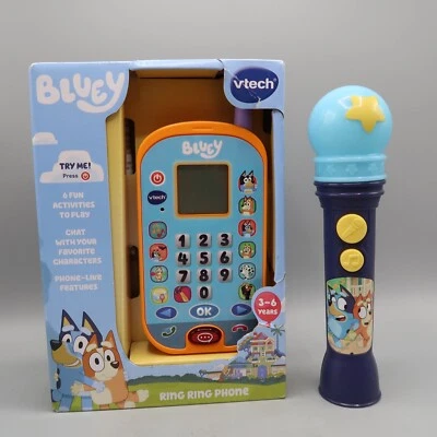 Bluey Ring Phone Vtech & Music Karaoke Microphone Bingo Singing Toy cartoon - Image 1 of 4