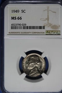 1949 NGC 5C MS66 JEFFERSON NICKEL #B49734 - Picture 1 of 2