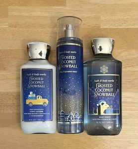 Bath & Body Works FROSTED COCONUT SNOWBALL 3 pc set Body Lotion, Body Wash, Mist - Picture 1 of 8