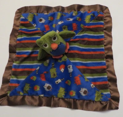 Cobertor de segurança Baby Essentials coruja Lovey verde azul marrom laranja animal da floresta - Imagem 1 de 2
