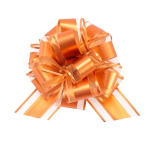 12 Pieces Gift Wrap Ribbon Pull Bows 6" Wide Fast Wrapping Baskets Orange - Picture 1 of 5