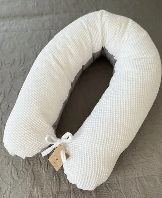 LOOLAY Waffelpique WEIß/ Glatt GRAU Seitenschläferkissen Stilllkissen Schwangerschaft