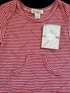 Kissy Kissy NWT Red/White Stripe Kangaroo Pocket Pima Cotton Coverall-0-3 Mos - Picture 1 of 5