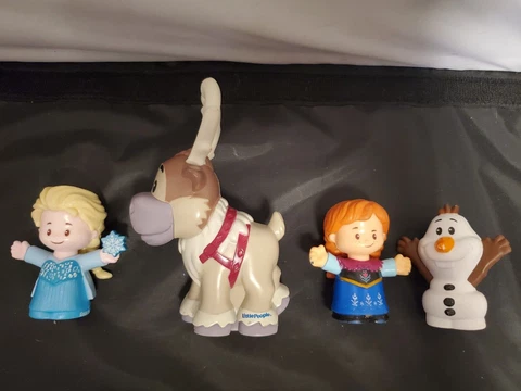 LOT (4) Disney FISHER PRICE Little People FROZEN Figures ELSA Anna Olaf SVEN Cover