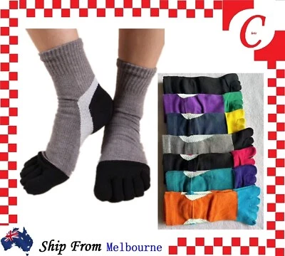 MENS WOMENS Toe Socks Compression Cotton Soft Casual Five Seperated Finger AU - image 1 of 4