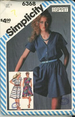 1980s Espirit Dress Or Romper Simplicity 6368 Sewing Pattern Sz 12 UNCUT - Image 1 of 2
