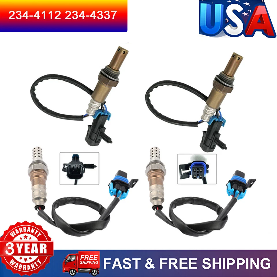 For 2007 GMC Yukon XL 1500 5.3L 6.0L 6.2L 4pcs Oxygen O2 Sensor Upper+Lower - Image 1 of 4