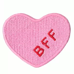 Rosa Herz Best Friends Forever "BFF" bestickt Bügelbild Patch - Bild 1 von 1