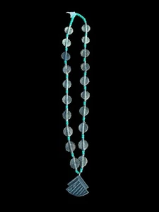 Collana Vintage Commercio Africano Costa d'Avorio Cera Persa Ottone Pendente Perline Verdi - Foto 1 di 21