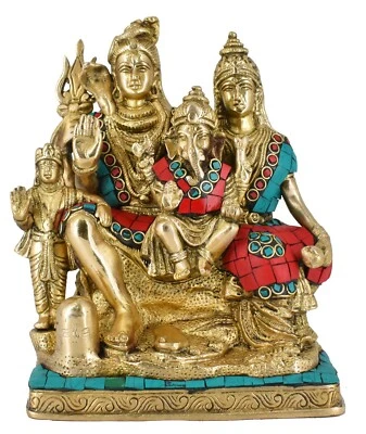 Estatua religiosa de la familia del Señor Shiva de la ballena blanca ídolo Shiv Parivar decoración del hogar Foto 1 de 4