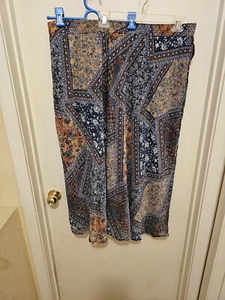 Damen 3X Maxirock mit Gürtel Westport braun Paisley dehnbar fließend Bohemian - Bild 1 von 5