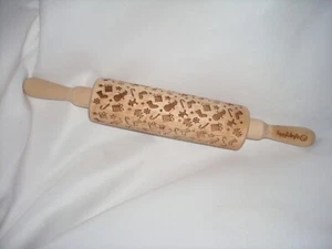 Weihnachten graviert Holz Rollstift geprägt Teig 15 Zoll Rolle NEU - Bild 1 von 7