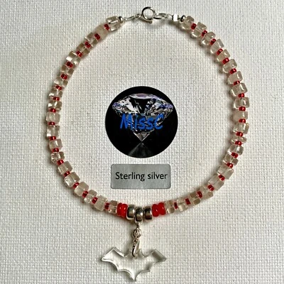 ROCK QUARTZ BAT AND FIRE OPAL 925 STERLING SILVER BEADED BRACELET, STAMPED - Image 1 of 4