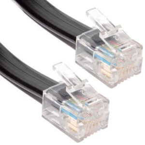 RJ12 6P6C do RJ12 6P6C Odwrócona wtyczka kabla okablowego (przewód 6 RJ11) CZARNA 3m - Zdjęcie 1 z 2