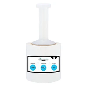 150 Stärke Guss Hand Stretch Wrap 5 Zoll x 600' Kunststoff Bündelung Schrumpffolie 12 Rollen - Bild 1 von 9
