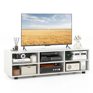 6-Cubby TV Stand TV Cabinet Console Coffee Table w/ 6 Storage Compartments White - Picture 1 of 10