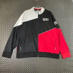 Vintage Y2K FILA Italia Black Red White Full Zip Up Track Jacket Men's Size XXL - Picture 1 of 10