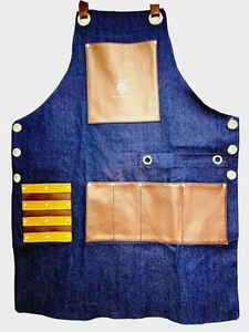 Professionelle blaue Leder Friseur Friseurschürze Umhang Friseur Friseur - Bild 1 von 5