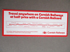 1990 BOOKMARK Cornish Railways Travel Anywhere with a Railcard County Library