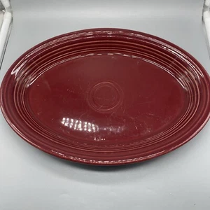 13.5" Fiesta Ware Fiestaware Homer Laughlin Cinnabar Red Maroon Oval Platter (G) - Picture 1 of 13