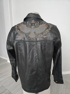 Schott Eagle Embellished Biker Leather Motorcycle Buttery Soft Jacket 2009 Sz M - Picture 1 of 15