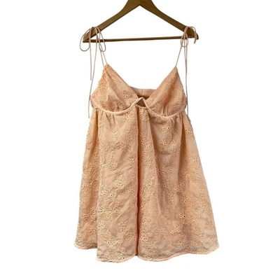 For Love And Lemons Babydoll Lace Eyelet Tie Strap Dress Cut Out XL - Image 1 of 4